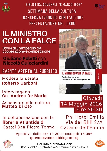Giovedì 14 maggio ore 19,30 presso il PHI Hotel di Ozzano Giuliano Poletti presente il suo libro