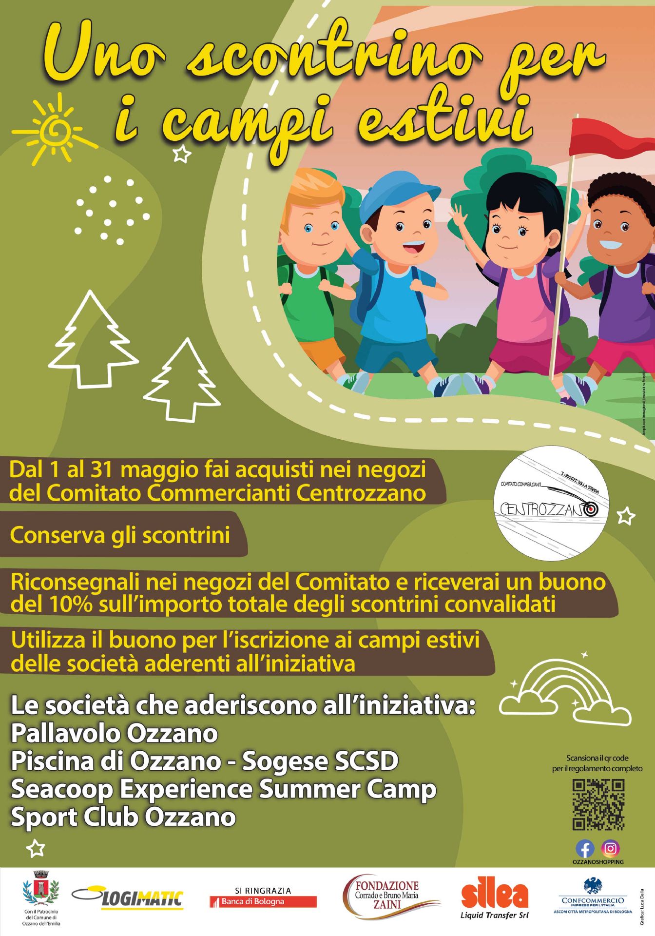 Riparte l'iniziativa "uno scontrino per i campi estivi" del Comitato Commercianti Ozzano