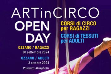 Open day Artincirco per corsi destinati a ragazzi (25 settembre) e per adulti (3 ottobre). alla palestra delle scuole Minghetti
