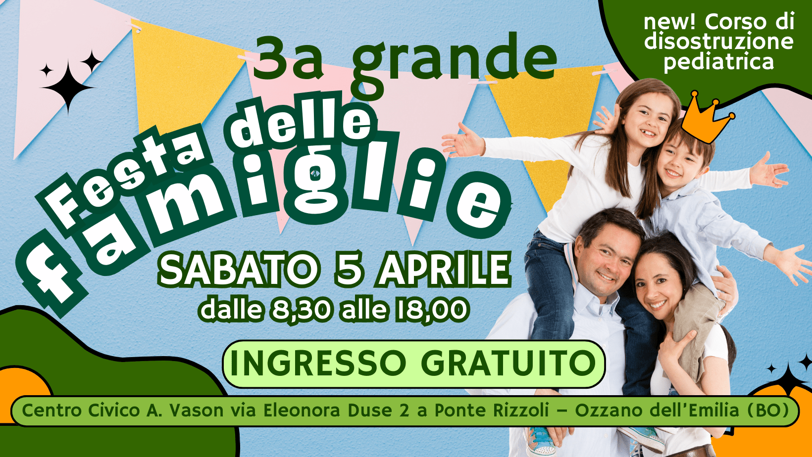 5 aprile 2025: Festa delle Famiglie & MercatinoMamme ad Ozzano!