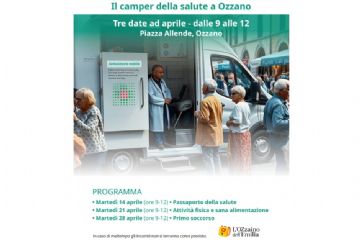 Il Camper della Salute sarà ad Ozzano il 21 e 28 aprile in Piazza Allende durante il mercato settimanale del martedì