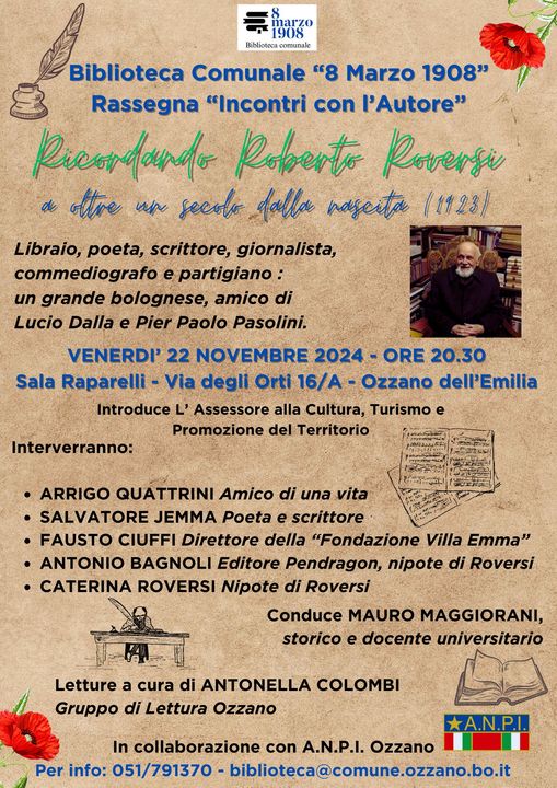 Serata dedicata alla figura dell'intellettuale bolognese Roberto Roversi