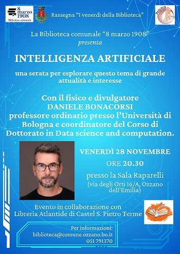 Locandina incontro con prof. Bonaccorsi su AI - Intelligenza Artificiale