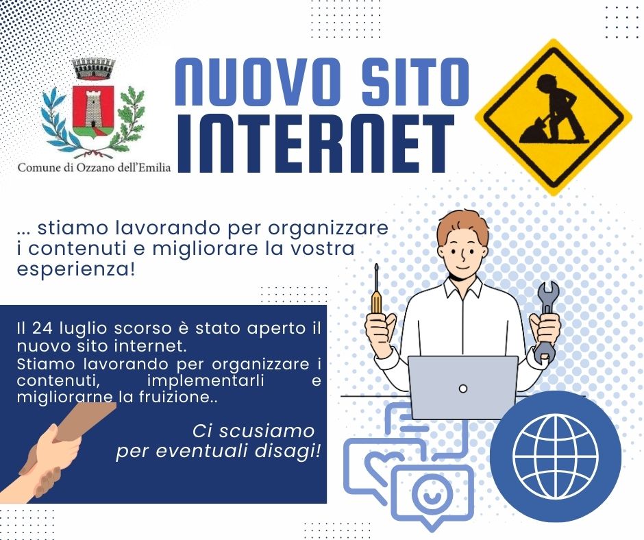 Il nuovo sito del Comune di Ozzano Emilia è in allestimento. Ci scusiamo per eventuali disagi.