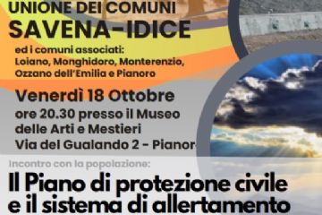 L’Unione organizza un incontro pubblico a Pianoro (Bo) venerdì 18 ottobre 2024 per illustrare alla popolazione i contenuti dei Piani di Protezione Civile ed il servizio Alert System,