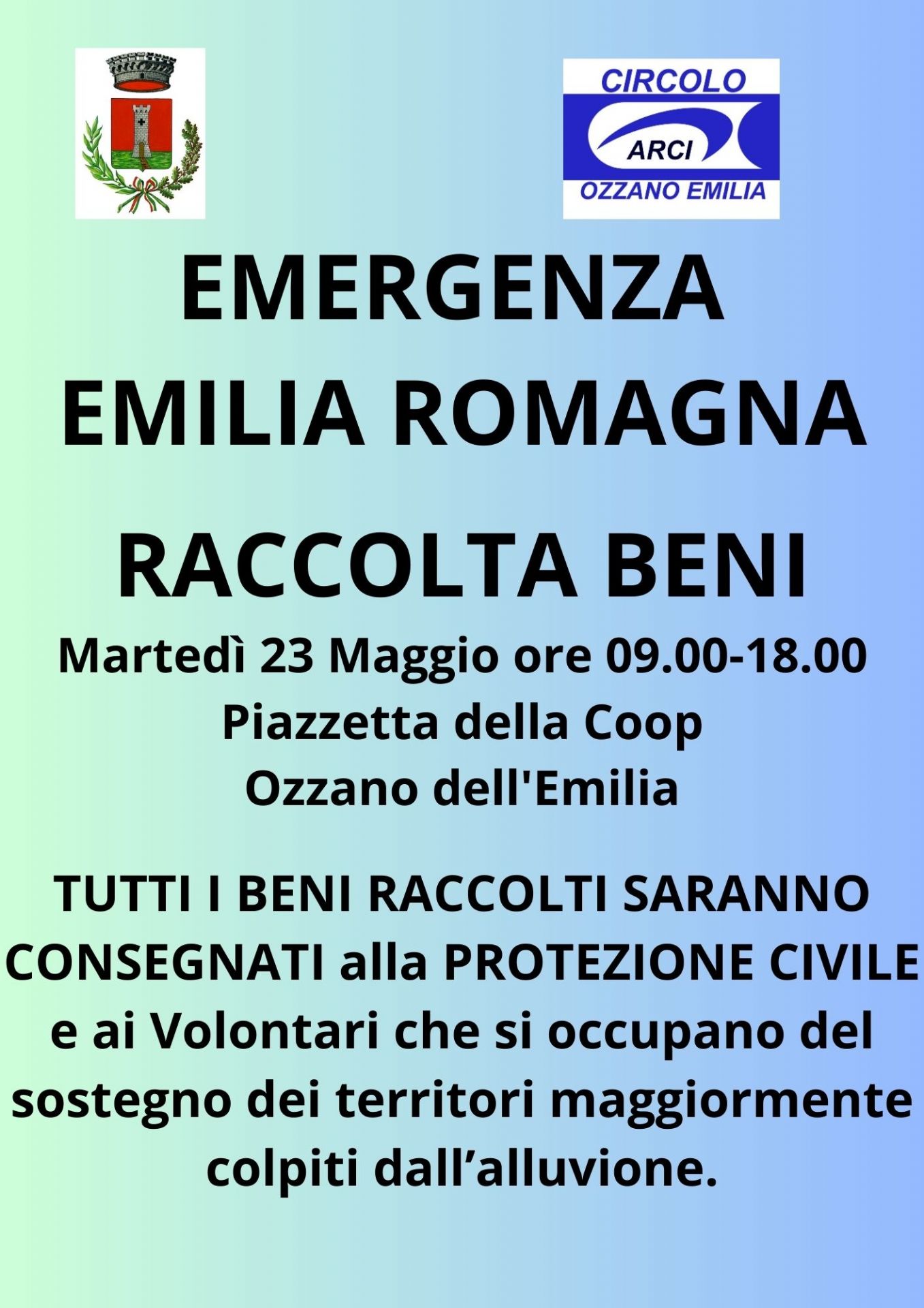 alluvione 2023 -locandina raccolta beni