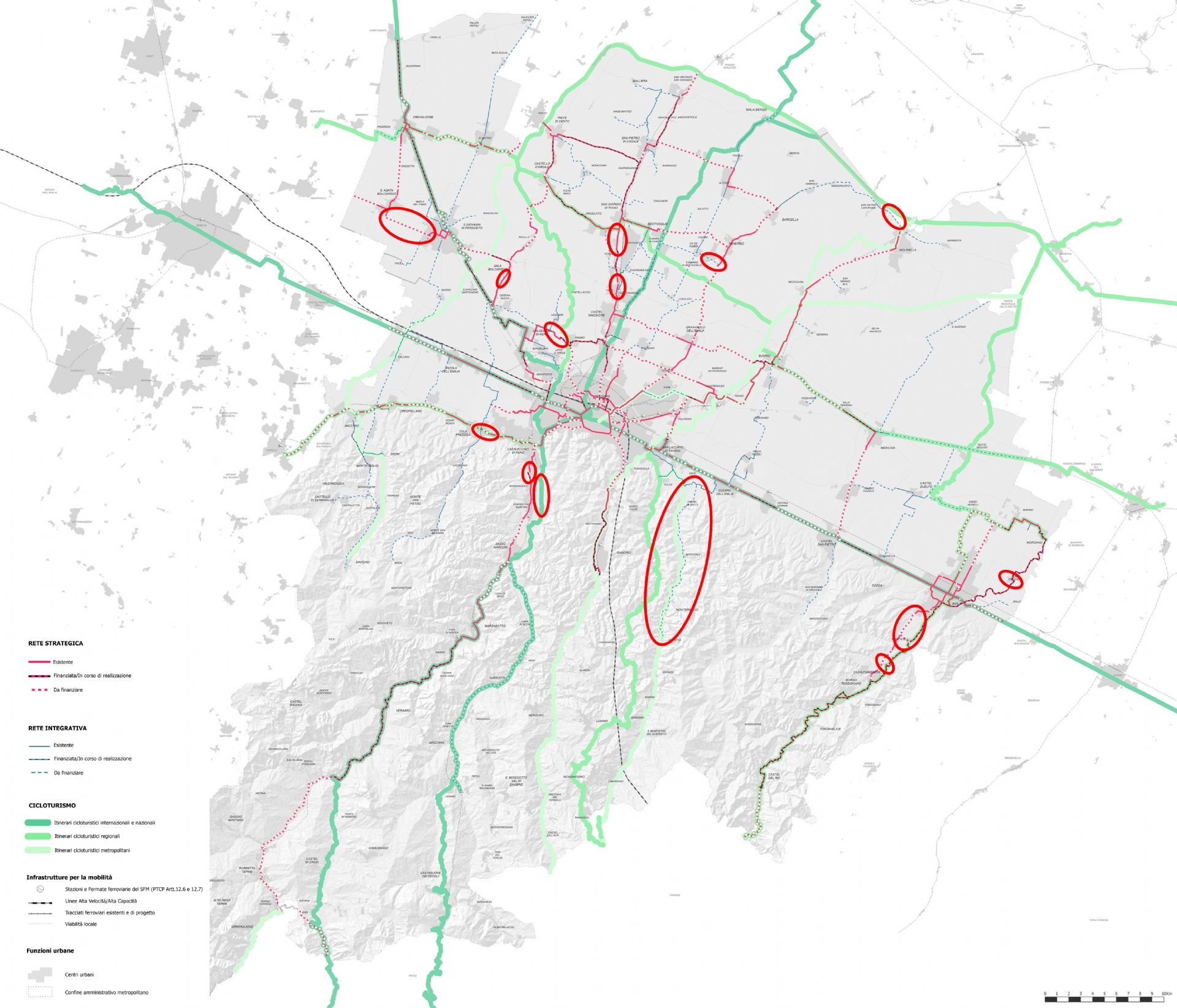 Mappa bicipolitana  - Città metropolitana bolognese
