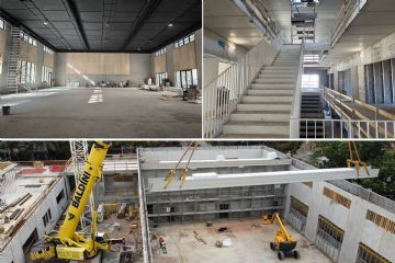 Cantiere nuova "E.Panzacchi": Esterno cantiere, particolari interni e nuova Palestra